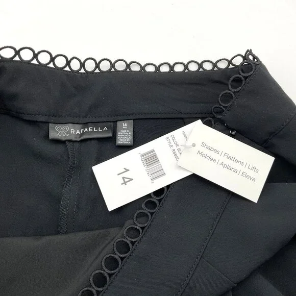 Rafaella Classic Fit Black Loop Trim Shorts Side Zip Side Pockets Pleats 14 NWT - Picture 8 of 10